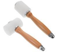 2 Piezas Martillo de Nailon Mango Largo de Madera | Cabeza Redonda, Agarre Cómodo y Protección de Superficie, para Instalación de Pisos y Punzones