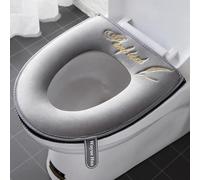 2 piezas más gruesas para asiento de inodoro de baño, almohadilla suave con asa, cubierta de tapa de inodoro, cojín suave, más grueso, lavable, se adapta a todos los asientos de inodoro ovalados,