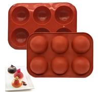 2 Piezas Moldes de silicona Bola, 6 Cavidades Semi Redondos Moldes5cm por Cavidad, Fáciles de Desmoldar para Muffins, Galletas, Chocolate, Repostería, Hielo, Jabón y DIY
