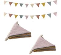 2 Piezas Multicolor Banderines, Cuna Triángulo Colorido Bandera Decoración, Banderines Tela, Guirnalda para Habitación Infantil para Cama Tipo Cabaña, Tienda o Exterior (20 Banderas)