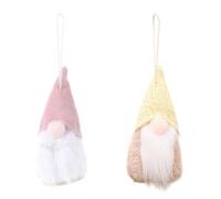 2 Piezas Muñeca Decorativa Navideña Rosa y Amarillo de Tela | Adorno Ligero Barba Larga y Base Redonda, Decoración Festiva para Hogar, Coche y Oficina