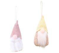 2 Piezas Muñeca Navideña de Tela Base Redonda, Adorno Festivo Rosa | Hogar y Mesita de Noche, Uso Ligero y Duradero, Tono Amarillo, Pieza Colgante