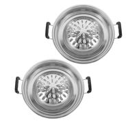 2 Piezas Parrilla Redonda de Aluminio para Carbón, Uso en Mesa | Color Plata, Interior y Camping en Rv, Apta para Marisco y Verduras, Estilo Coreano