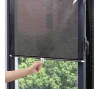 2 Piezas Persianas Enrollables con Protección Solar,Cortina para Ventana con Ventosa,Ajustables,Translúcido y Oscurecido,Estores Opacos Negro, Cortina Enrollable Ventana PVC