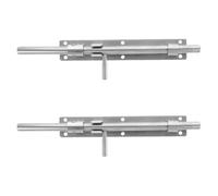 2 Piezas Pestillo de Seguridad de Acero Inoxidable Grueso | Montaje Horizontal, Orificios de 5,6mm y 23mm, Largo 216mm, para Puertas y Portones de Madera