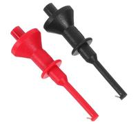2 Piezas Pinza Multímetro de Gancho 4mm Plástico para Técnicos | Gancho Retráctil, Punta de Aguja y Conector Roscado, para Placas Ic y Terminales de Batería
