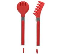 2 Piezas Pinza para Alimentos de Silicona y Acero Inoxidable | Uso en Pasta, Bistec y Barbacoa, Protege Sartenes Antiadherentes, Agarre Seguro para Cocina y Buffet