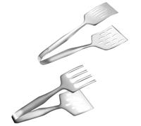 2 Piezas Pinzas de Cocina Inoxidable para Pescado y Filetes, Acero | Abrazadera de Drenaje, Mango Largo Antiescala, Superficie Lisa, Uso en Hoteles y Restaurantes, Plata