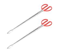 2 Piezas Pinzas para Carbón de Barbacoa de Acero Inoxidable | Uso Exterior y Caminatas, Diseño Resistente Plástico, Pinzas Chimenea para Leña, Accesorios Hogar