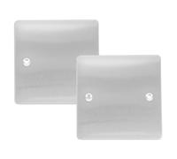2 Piezas Plata Placa Ciega de Enchufe Único de Acero Inoxidable | Cubierta Cuadrada Minimalista, Acabado Cepillado Resistente a Rayas, para Cajas de Interruptor y Huecos