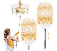 2 Piezas Plumero Telescopico Extensible, Lana Cordero Plumero Atrapapolvo | Limpieza Duster con 140cm Telescopico Vara, para Persianas, Muebles