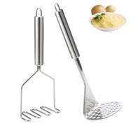 2 Piezas Prensador de Patatas de Acero Inoxidable, Machacador de Patatas Manual, Triturador Aplastador de Patatas, Potato Masher Prensa Patatas para Pure para Calabaza, Patata Dulce, Frutas, Verduras