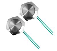 2 piezas Pulsador Ultraplano de Acero Inoxidable , Diámetro de Montaje 19 mm, Resistente al Agua y al Polvo IP67,Capacidad de Conmutación 3(2)A/250V AC, Ideal para Entornos Exteriores e Interiores (2)