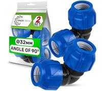 2 Piezas Racores para Tuberia Polietileno con Codo de 90° Ø 32mm - Garantía de 5 Años - ONIX TECH