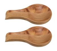 2 Piezas Reposacucharas para Encimera, Madera de Acacia, Elegante | Acabado Liso y Veta Natural, Ayuda a Contener Derrames y Orden, para Cucharones y Cucharas de Servir