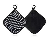 2 Piezas Resistentes al Calor Agarraderas Cuadradas, 20 x 20 cm Soportes para Ollas para Cocina, Lavables a mMáquina, para Cocinar, Horno, Cocina y Hornear, Rayas Negras