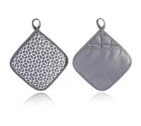 2 Piezas Resistentes al Calor Agarraderas Cuadradas, 20 x 20 cm Soportes para Ollas para Cocina, Lavables a mMáquina, para Cocinar, Horno, Cocina y Hornear, Formas Geométricas Grises