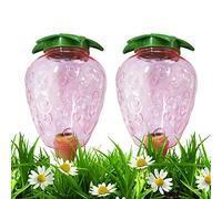 2 Piezas Riego Plantas Vacaciones 500ML, Regar Plantas Vacaciones Automatico, Riego Automatico Macetas, Autorriego para Macetas Sistema, Dispensador Agua Cono Interior Riego Goteo Flores (Fresa)