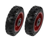 2 Piezas Rueda Industrial de Goma Maciza Alta Resistencia Doble Rodamiento | Acero Inoxidable, Buje Rojo, Eje 15mm, Eje 43,5mm, para Carros y Dollies