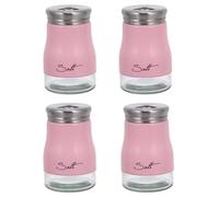 2 Piezas Salero y Azucarero de Cristal Tapa de Acero Inoxidable | Boca Ancha, Cuerpo Transparente y Cierre Roscado, para Aceite y Chile en Servicio Buffet