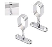 2 Piezas Soporte de Barra de Armario, Soporte de Varilla de Cortina, Soporte Central Barra Armario Ovalado, Fijación a Pared y Techo, Ideal para Baño, Cocina, Ventana, Armario, Dormitorio, Plata