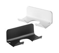 2 Piezas Soporte de Pared para Secador de Pelo | Plástico, Adhesivo Trasero, Ranura Integrada, para Tocador y Vestidor, Diseño Moderno y Resistente