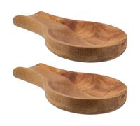 2 Piezas Soporte para Cucharas de Madera de Acacia Estilo Rústico | Acabado Natural y Superficie Lisa, para Utensilios y Cucharas de Servir, Mesa y Decoración