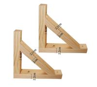 2 Piezas Soporte Tabique Pared Madera maciza natural Escuadras para Estante Montaje en pared Soporte Estante Flotante,Triángulo Soporte Fijo para Escritorio,Estanterías de Cocina (25cm)