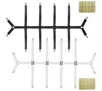 2 Piezas Sujeta Sábanas Bajeras con Clips Metálicos, Tensores de Sábanas Ajustables, Pinzas Sujetadores de Bajera, Tirantes Colchón Elásticos para Mantener Ropa de Cama, Fundas de Sofá, Manteles