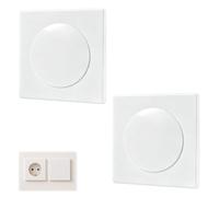 2 Piezas Tapas de Enchufe Empotrado Autoadhesivas 86x86 mm, Tapa Ciega de Plástico Blanco Sin Tornillos, Cubre Enchufes o Interruptores No Utilizados en Pared