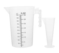 2 Piezas Taza Medidora Transparente de 1000ml Báscula para Hornear | Plástico PP Ligero, Vertedor en V y Asa Antideslizante, Lectura Clara para Agua y Jarabe, Fácil Limpieza
