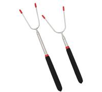 2 Piezas Tenedor de Barbacoa de Acero Inoxidable Negro | Cuerpo Liso y Redondeado, Longitud Moderada, Uso Exterior y Reuniones Familiares, para Salchichas y Tomates