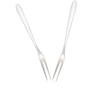 2 Piezas Tenedor de Fruta de Acero Inoxidable, Pequeño, Blanco | Acabado Delicado y Útil, Superficie Lisa, Tacto Cómodo, Fácil Limpieza, Uso en Casa y Bar
