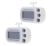 2 Piezas Termómetro LCD Pantalla y Montaje Magnético | Acero Inoxidable y ABS, Ipx3 Resistente, Blanco, para Cocina y Congelador, Pila Botón 3v