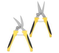 2 Piezas Tijeras para Chapa Metálica, Mango Antideslizante | Corte sin Esfuerzo Retorno por Resorte, Cabeza Curva y Recta, para Conductos y Bridas