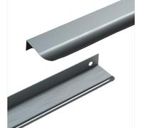 2 Piezas Tiradores Ocultos Armarios Manijas de Aluminio,Manillas Puerta de Cajón Perilla de Muebles,Asas Modelo con arcos mango Cocinas,Cajones,gabinete (120mm,Gris cepillado)