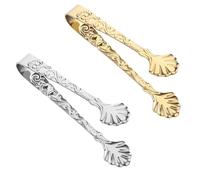 2 pinzas de acero inoxidable 304 para azúcar y hielo, mini pinzas con mango de alivio de rosa, pinzas pequeñas vintage doradas y plateadas para cubos de azúcar, té, café, aperitivos, postres para