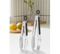 2 pinzas de cocina de acero inoxidable de 7 y 9 pulgadas, pinzas de metal con bloqueo para alimentos, agarre antideslizante