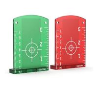 2 Placas Objetivo Láser Magnéticas Rojo Verde para Nivel Láser Cruzado | Placas reflectantes con imán, base en L y escala cm/pulgadas para alinear líneas láser rojas y verdes