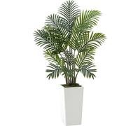 2 plantas artificiales de palmera Areca, de 1219 mm de altura, con maceta blanca, para uso en interiores