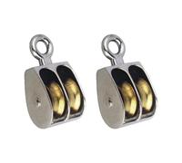 2 poleas de 52 mm, doble polea de aleación de zinc resistente, sistema de rueda de elevación de cuerda de alambre, polea fija para interiores y exteriores (plata)
