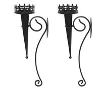 2 portavelas de pared, portavelas de metal, decoración creativa, candelabros, antorcha de castillo, decoración de jardín al aire libre, vintage, candelabro de pared para velas de pilar, color negro