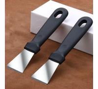 2 raspadores de limpieza de acero inoxidable, raspador de pegamento resistente con mango antideslizante, raspador de masilla portátil multiusos para estufa de vidrio y azulejos