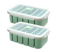2 recipientes de silicona con tapa, 6 agujeros, recipiente para congelar, recipiente para alimentos, para sopa, cubo de hielo, caldo, salsa o mantequilla