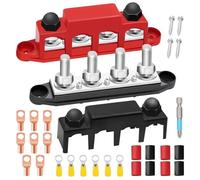 2 rieles colectores, 12 V - 48 V CC, barras colectoras, bloque distribuidor, 250 A, marco de sujeción BusBar M8 con 4 tornillos de sujeción M8, con cubierta, para coches, autocaravanas, barcos, yates