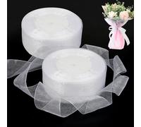 2 Rollos Cinta De Organza 4cmx45m Cinta Organza Purpurina Cinta Blanca Tela