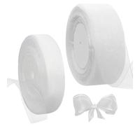 2 Rollos Cinta De Organza Blanca 45m, 2cm/4cm