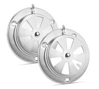 2 rosetas de ventilación de acero inoxidable - 95 mm, rejilla de ventilación redonda, cierre redondo, rejilla de ventilación, rejilla de ventilación para barbacoa, horno de gas y gallinero (plata)
