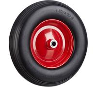 2 ruedas para carretilla, 4.80-4.00-8, con neumático de goma maciza y llanta de acero, rueda de repuesto resistente a pinchazos, capacidad de carga de 100 kg, color y rojo