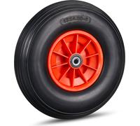 2 ruedas para carretilla, tamaño 4.00-6, con banda de rodadura de goma maciza y llanta de plástico, 3 adaptadores, rueda de repuesto resistente a pinchazos, capacidad de 100 kg, color y rojo